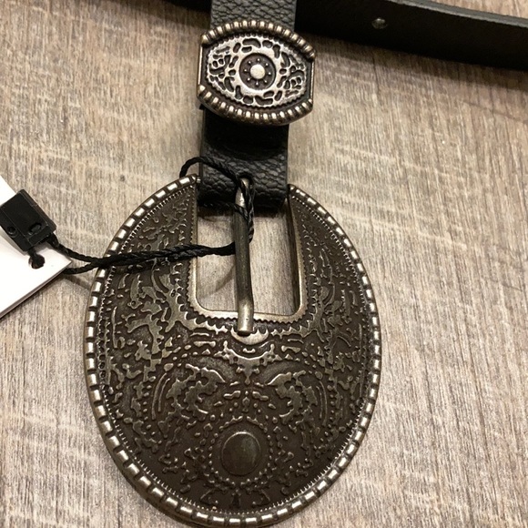 Zara black vegan leather western belt 27- - Picture 3 of 4